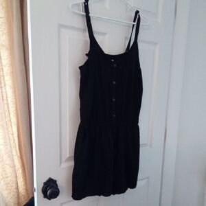 Old Navy Women's Black Linen Blend Sleeveless Romper w Pockets